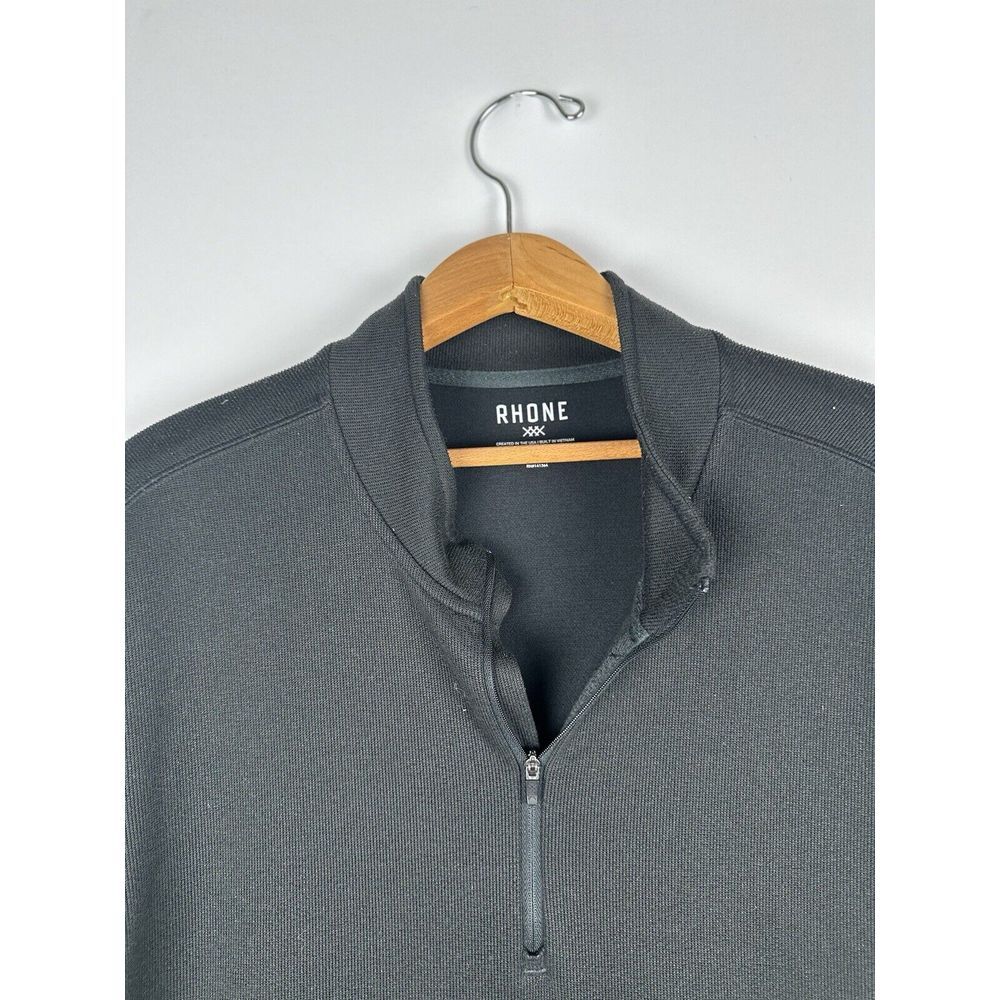 Rhone Sweater Mens XXL Black Long Sleeve Commuter 1/4 Zip Pullover Golf LOGO‎